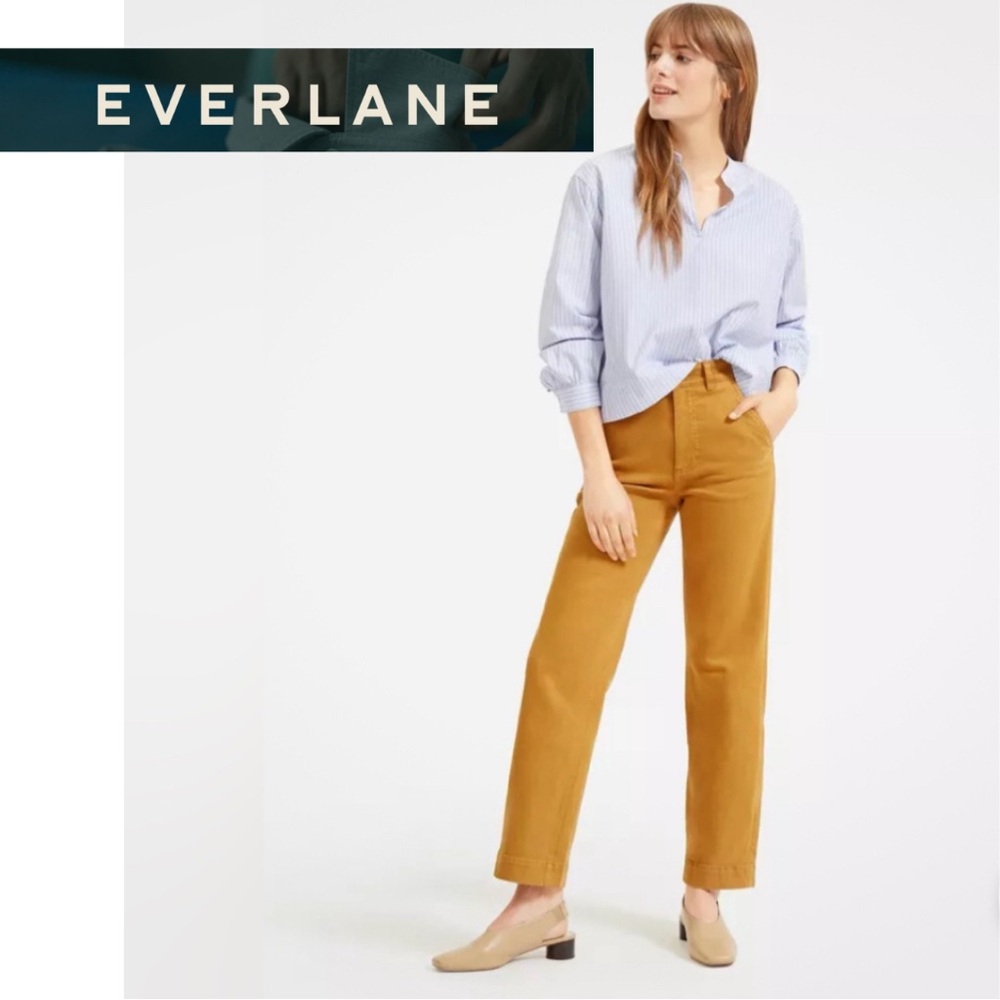 Everlane Short Crop Straight Leg Gold Pants Size 10 EUC